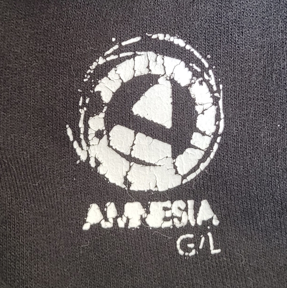 A black hoodie by Amnesia with blue, pink and green stripes - Picture 8 of 10